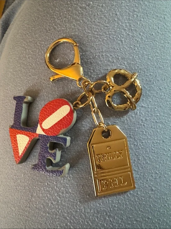 Anthropologie Philadelphia Keychain with LOVE Bag Charm