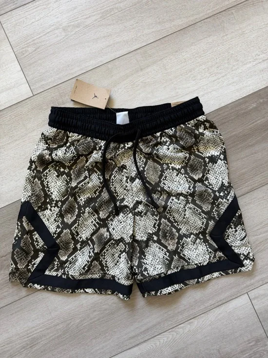 Jordan Black and Beige Snake-Print Athletic Shorts