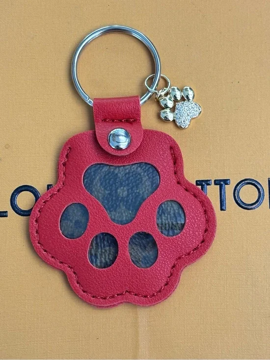 Louis Vuitton Monogram Tomato Red Dog Paw Key Chain 3.75 inches
