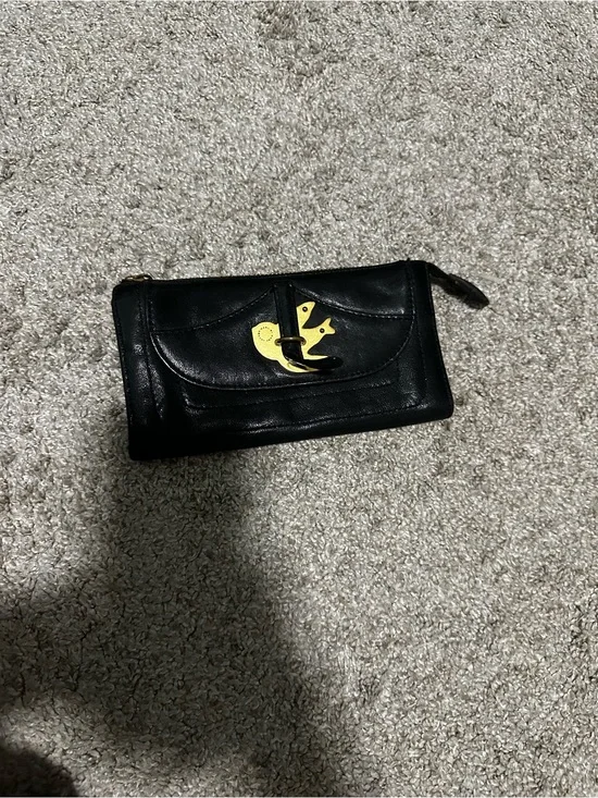 Marc by Marc Jacobs Black Leather Key & Card Holder with Gold Accent
