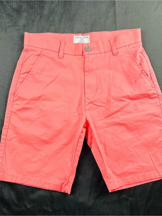 Free Planet Coral-Red Men's Flat Front Shorts