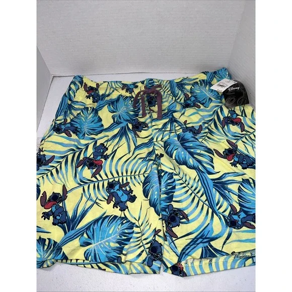 Disney NWT Mens Stitch Casual Shorts Elastic Waist Size L - Lilo & Stitch