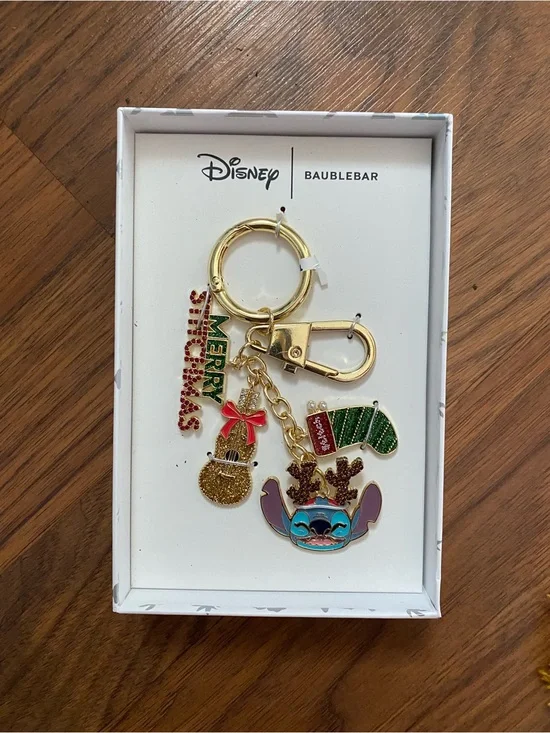 Disney Holiday Stitch Keychain - Gold, Green, Red, Blue