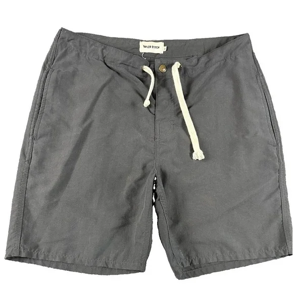 Taylor Stitch Board Shorts Wet-Dry Men's 32  Gray Unlined Chino Zip Drawstring