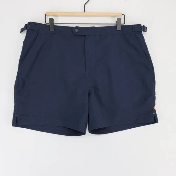 Swims Paloma Swim Shorts Mens 36 Navy Seersucker Tailored Side Adjuster