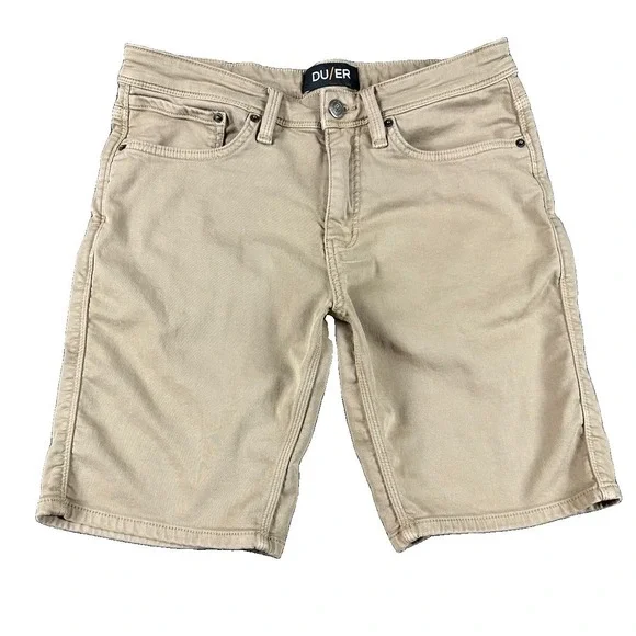 DU/ER N2X Slim Fit Shorts Mens Size 33X10* Brown/Beige 5-Pocket MSNS1011