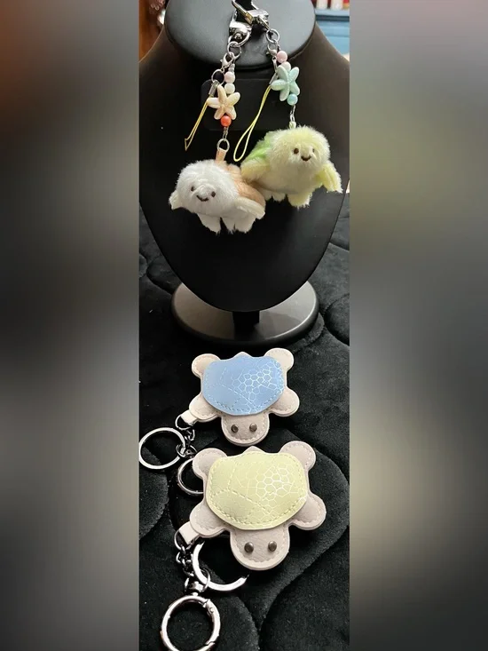 4 Piece Turtle Bag Charms/Keychains
