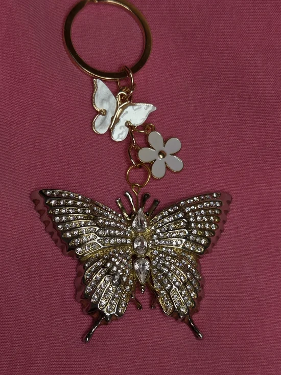 Upcycled Vintage Rhinestone Butterfly Brooch - Now A Stunning Keychain