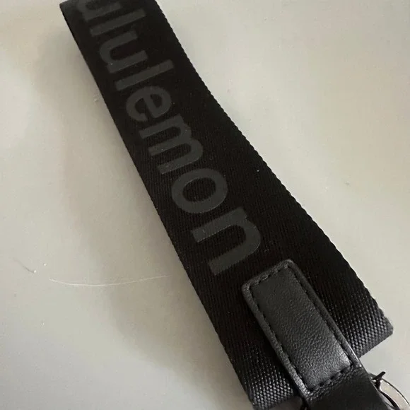 Lululemon Never Lost Keychain Wristlet Black Webbing Logo Lanyard Strap