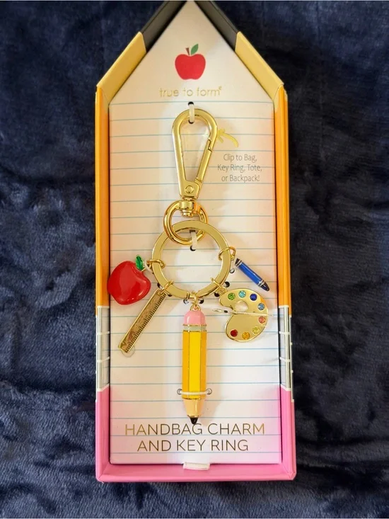 True to Form Gold Handbag Charm & Key Ring – Yellow Pencil Charm