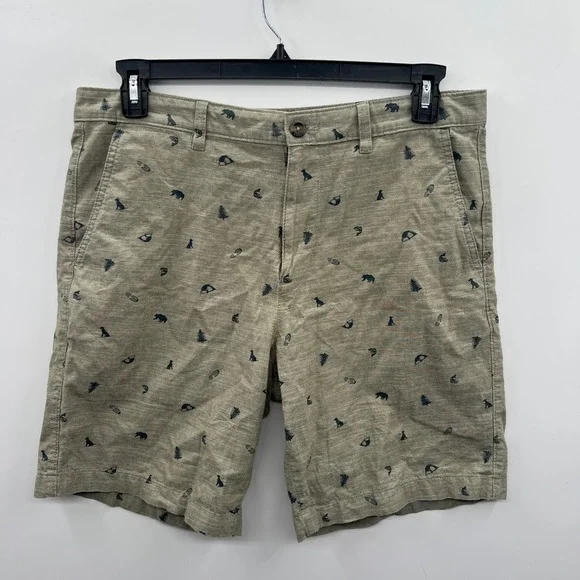 Eddie Bauer Mens Size 33‎ Shorts Khaki Bears Dogs Camping