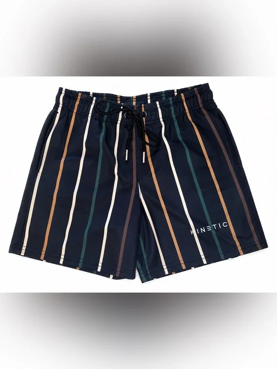 Kinetic Striped Navy Men's Hybrid Shorts