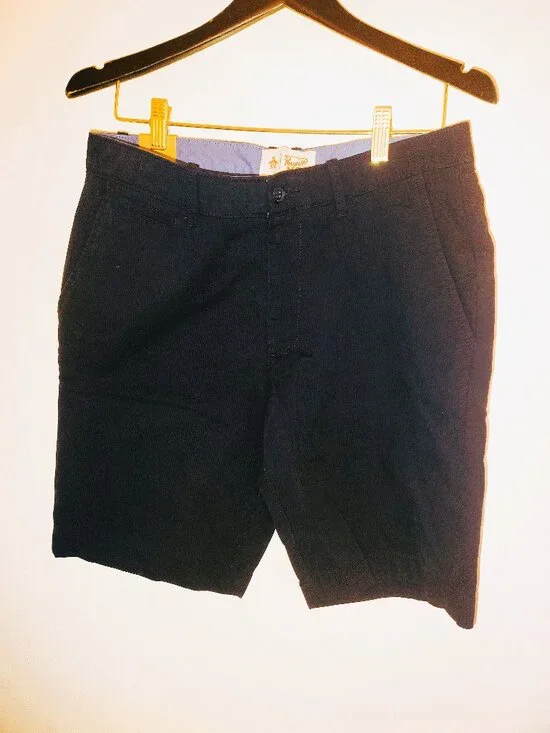 NWT Original Penguin Black Chino Shorts Men's Size 31 Flat Front Casual Golf