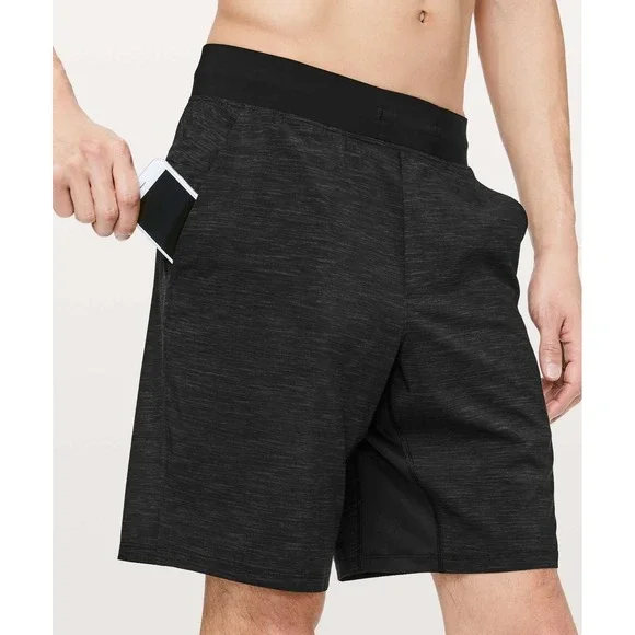 Lululemon T.H.E. Shorts Men's Large Heather Allover Deep Coal Black 9