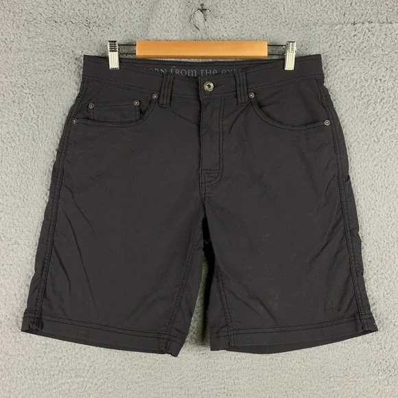 prAna Brion Shorts Mens 32 Charcoal Slim Fit Stretch Zion Quick Dry Gorp Outdoor