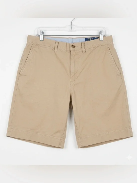 Cotton Polo Ralph Lauren Classic Fit Khaki Tan Chino Shorts Men’s Size 33 GUC
