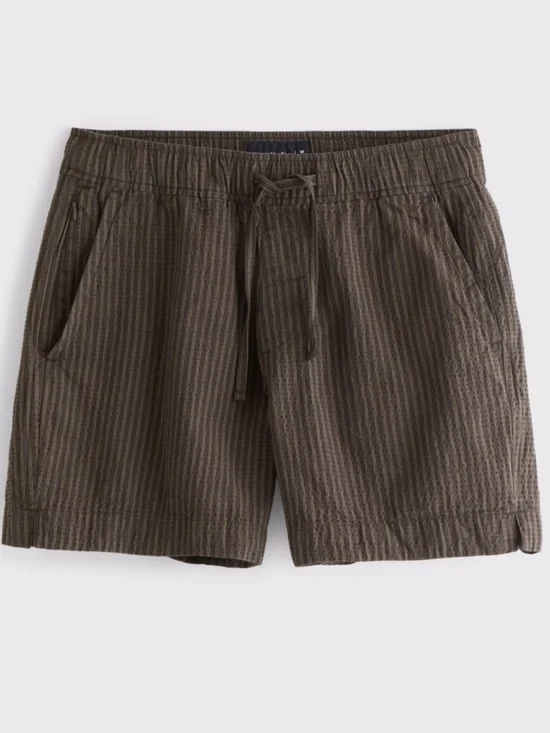 Abercrombie & Fitch 100% Cotton Brown Seersucker Pull On Short - XXL