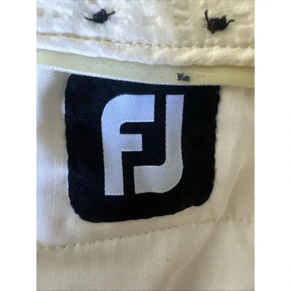 FootJoy Mens Seersucker Golf Shorts Cream White W40 Performance Stretch FJ Logo