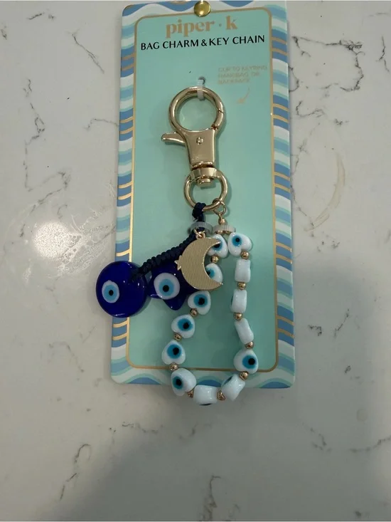 piper.k Blue Evil Eye Beaded Key Chain & Bag Charm