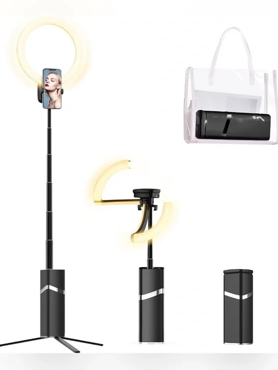 Portable Ring Light with Stand, 4000mAh Cordless 10
