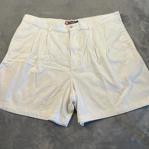 Chaps Ralph Lauren Mens White Pleated Chino Shorts Size 42 Cotton Twill Preppy