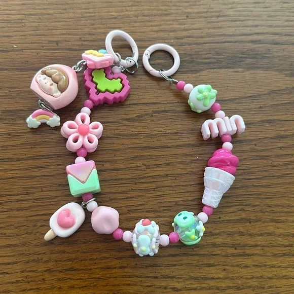 Beaded charm keychain