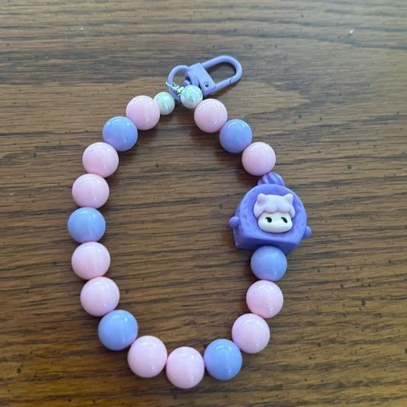 Beaded charm keychain