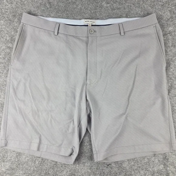 Peter Millar Salem Classic Fit Golf Shorts Mens 40 Grey Performance Geometric