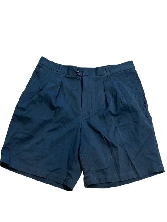 John W. Nordstrom Pleated Shorts Black Herringbone Bermuda Size 36 Waist