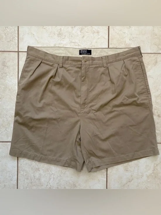 Polo Ralph Lauren Khaki Pleated Chino Shorts Men's Size 44