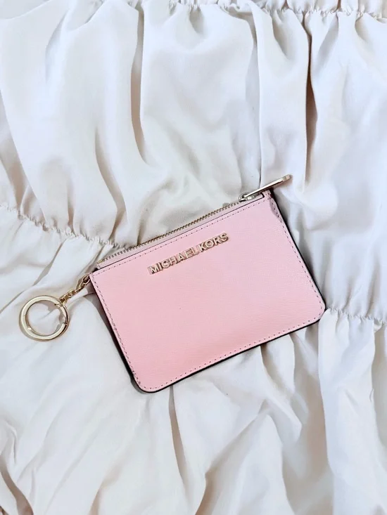Michael Kors Blush Pink Zip Card Holder with Keyring