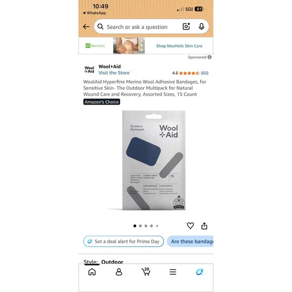 WoolAid Hyperfine Merino Wool Adhesive Bandages, 3 pack of 10 cont each