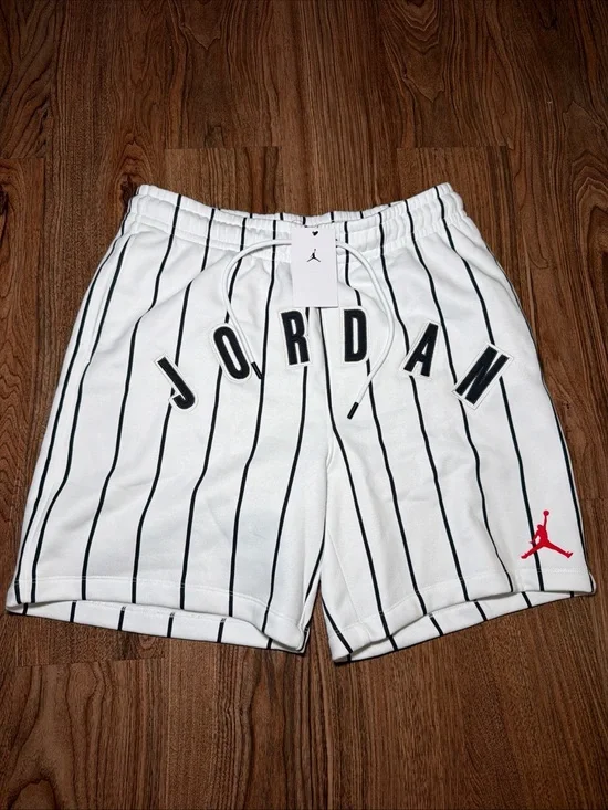 Air Jordan Brooklyn Diamond Fleece Shorts Mens Sz LARGE L White Black Striped