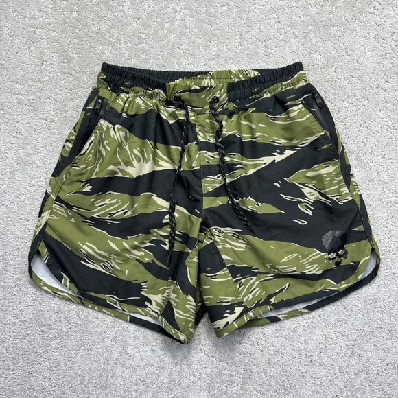 Zero Foxtrot Shorts Mens M Green Black Tiger Stripe Camo Training Athletic Skull