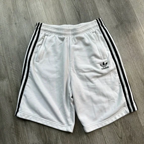 Adidas White Black Stripe Shorts L Baggy y2k cotton