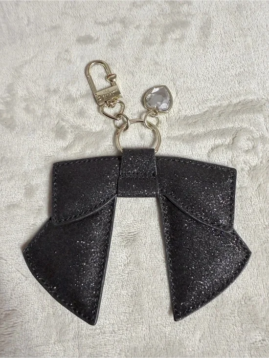 Black Glitter Bow Keychain Charm