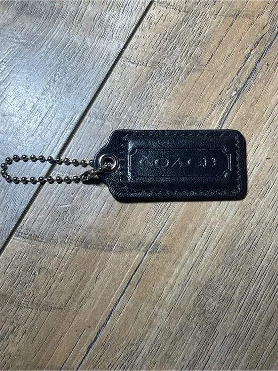 Coach Black Embossed Leather Tag Key Fob