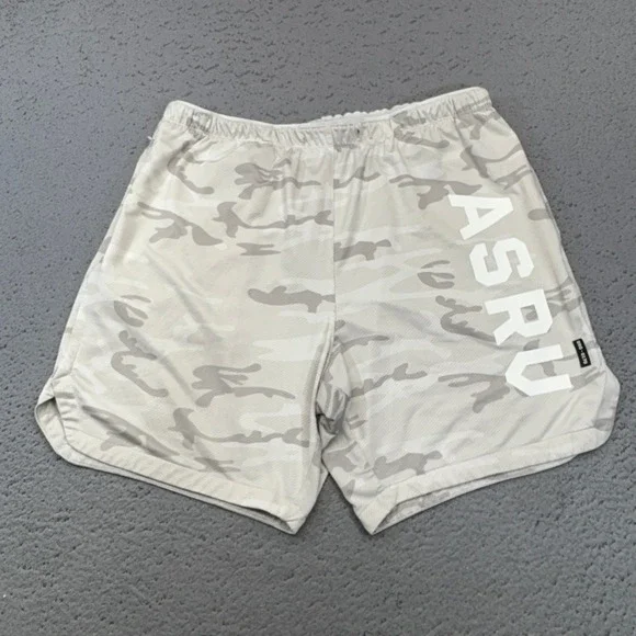 ASRV Shorts Mens XL White Camo Training Athletic Gym Technical Sportswear USA