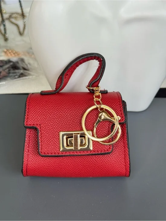 NWOT Mini Micro Satchel Bag Keychain Charm Purse with Gold Hardware Keyring
