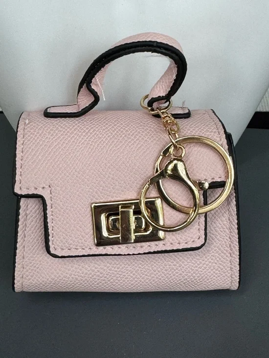 NWOT Mini Micro Satchel Bag Keychain Charm Purse Gold Hardware Keyring Pink