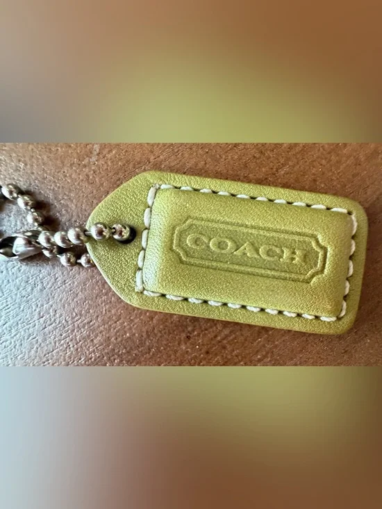 Coach Green Leather Hang Tag with Ball Chain