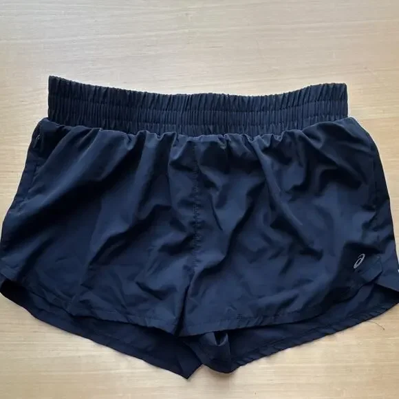 ASICS women’sBlack Running & Jogging Shorts Lined Mesh Drawstring Size M