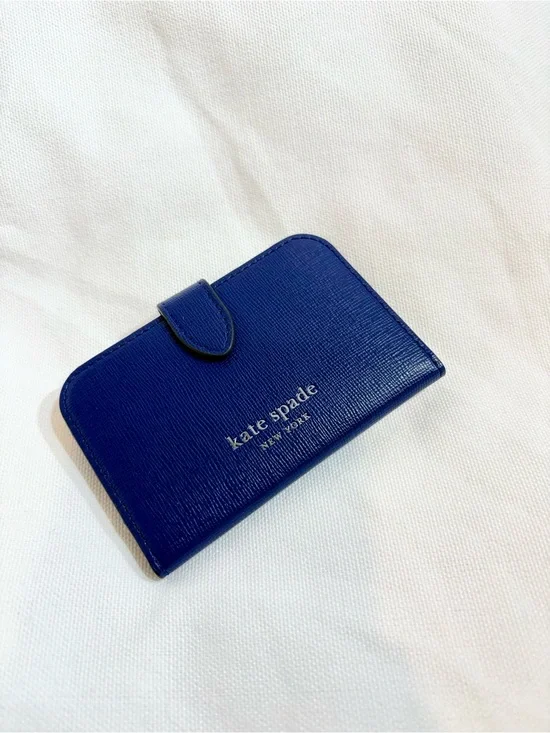Kate Spade Blue Textured Leather Magnetic Phone Card Case Wallet