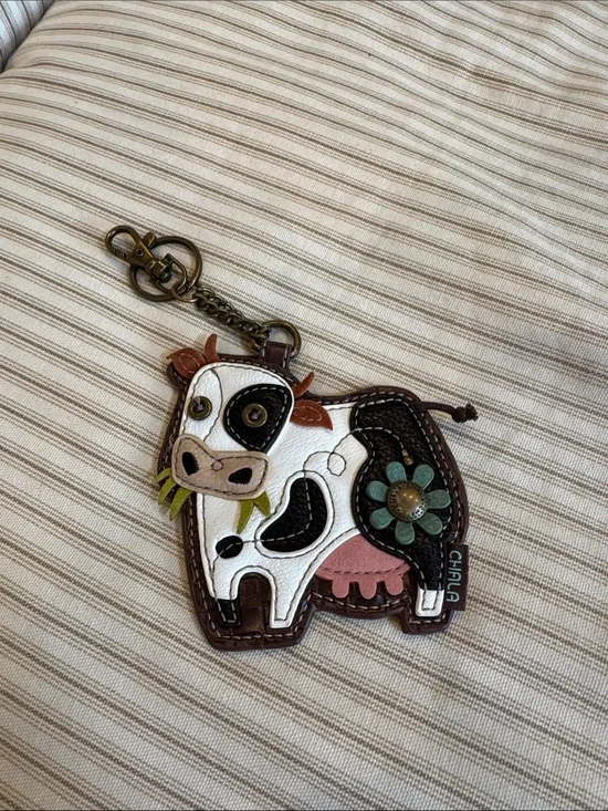 Chala cow keychain bag charm coin purse