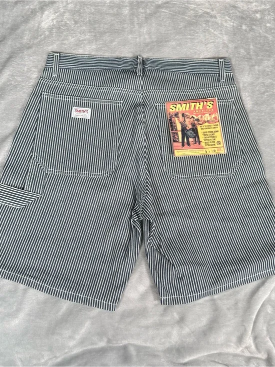 Smiths American Workwear Pinstripe Shorts Mens 32 8.5” Carpenter Blue NEW