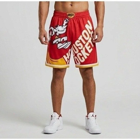 Mitchell & Ness Houston Rockets Shorts‎ Mens Medium Red Hardwood Classics Rare