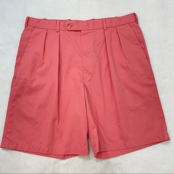 Peter Millar Melon pleated cotton shorts dressier shorts belt loops pockets‌‌‌‌‌