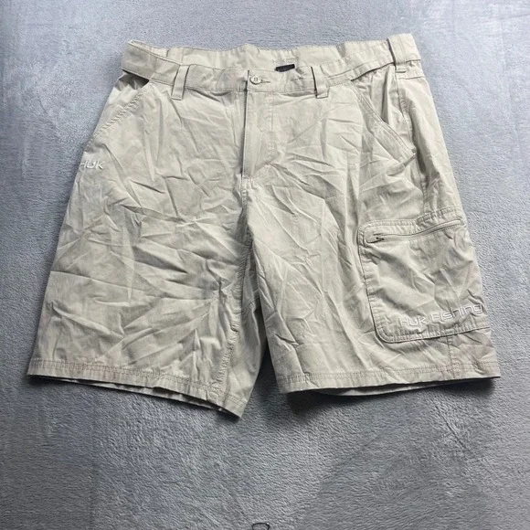 Huk Fishing Shorts Mens XXL Tan Khaki Performance Cargo Technical Hiking