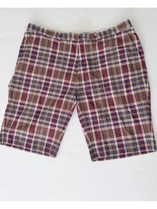 Polo Ralph Lauren Madras Plaid Flat Front Shorts Size 40 Cotton Preppy Flaw