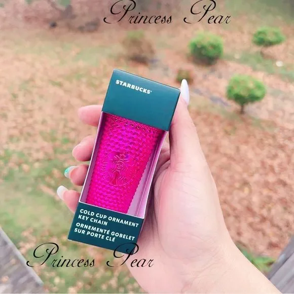 Starbucks 2022 pink holiday keychains